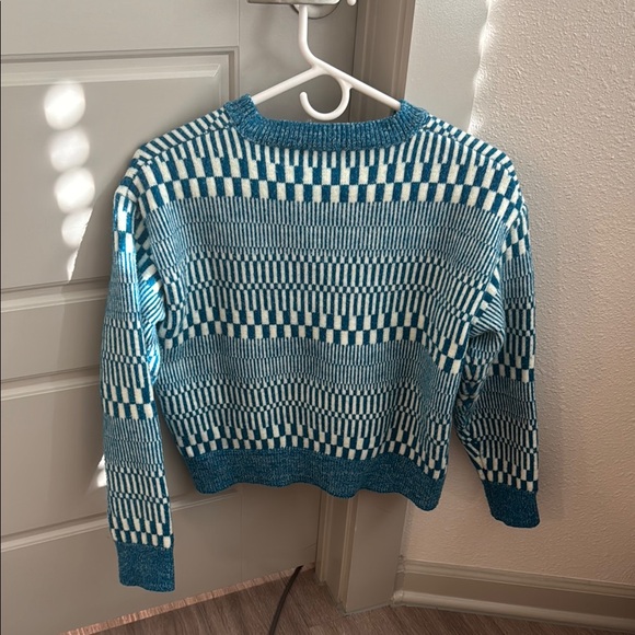 Blue Patterned Women's Sweater - Picture 2 of 5